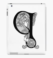 Knight and Dragon Alphabet - Q - black and white iPad Case/Skin