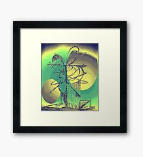 Bird Tree Peach Green Framed Print