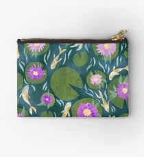 Lilypad & Koi Fish Dark Green Studio Pouch