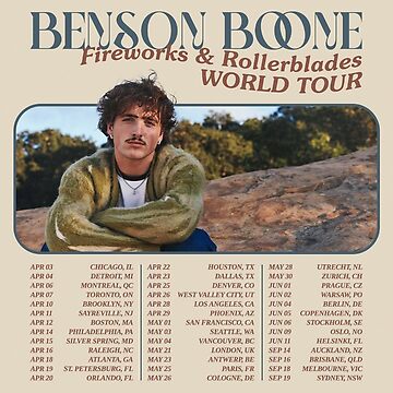 "benson boone fireworks and rollerblades world tour" Sticker for Sale by CosseFerme Redbubble
