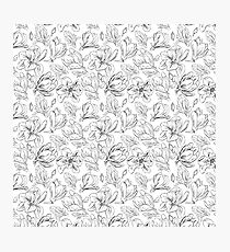 White Magnolias | Delicate Hand-Drawn Floral Pattern Photographic Print
