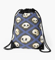 Tiling Skulls 4/4 - Blue Drawstring Bag