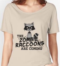 Funny Cute Distressed Zombie Raccoons Are Coming Pun Sayings Women's Relaxed Fit T-Shirt