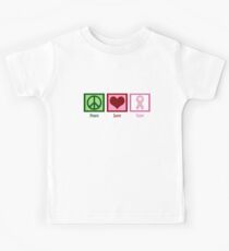 Peace Love Breast Cancer Awareness Kids Tee