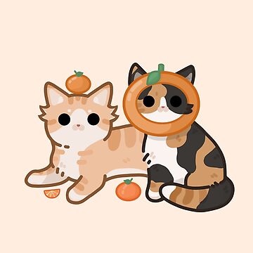 Artwork thumbnail, Two Cute Cats, orange and calico wearing a hat by Biszkompt