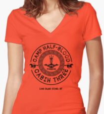 Percy Jackson - Camp Half-Blood - Cabin Three - Poseidon Women's Fitted V-Neck T-Shirt