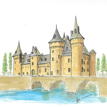 Artwork thumbnail, Watercolor castle of the Loire, Sully sur Loire by AD1964