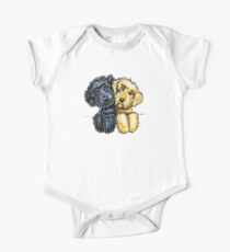 Body de manga corta Labradoodles amarillo negro alineados