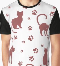 Seamless pattern with cats and traces. Graphic T-Shirt