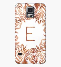 Initiale E - Rose Gold Glitter Blumen Hülle & Skin für Samsung Galaxy