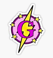 Cute Superhero Girl Super Letter G - Pink and Purple Sticker