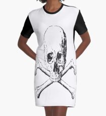 SKULL AND CROSSBONES Pop Art Graphic T-Shirt Dress