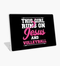 Lustiges Mädchen-Jesus-Volleyball-Kleid Laptop Folie
