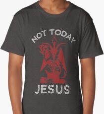 Not Today Jesus! - Satan, Sigil of Baphomet, Funny Death Metal Long T-Shirt