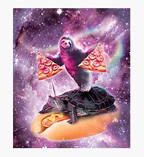 Space Pizza Sloth On Turtle Unicorn On Hotdog Photographic Print