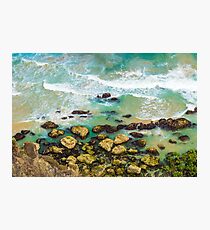 Aerial view over green turquoise water waves Photographic Print