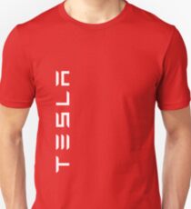 TESLA VERTICAL - White Name Unisex T-Shirt