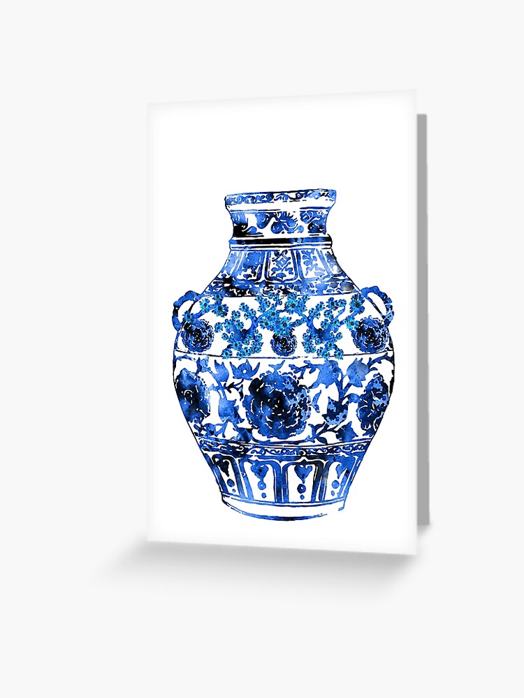 ming vase watercolor ginger jar p=greeting card