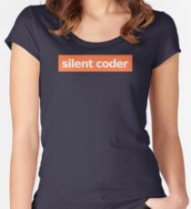 Silent Coder - Orange Women's Fitted Scoop T-Shirt
