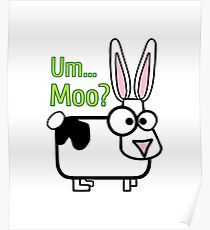 Funny Cow Bunny Shirt Cute Holstein Rabbit Boys Girls Gift Um Moo? Poster