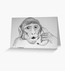 Monkey on "Phone" Grußkarte