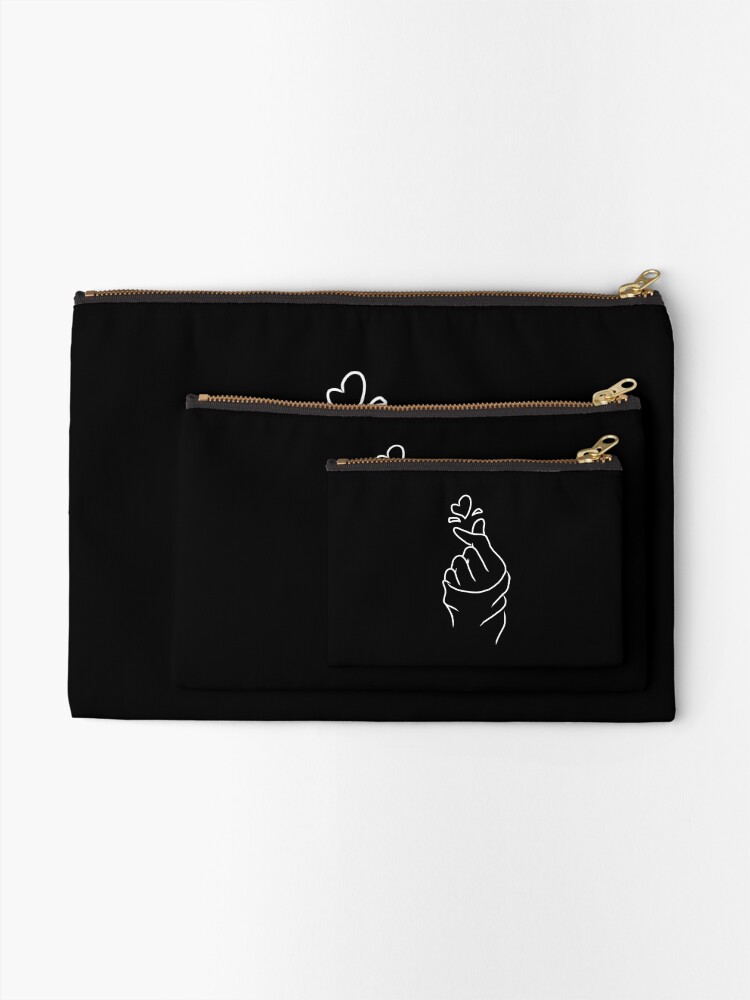 Alternate view of Cute Heart~ White on Black Zipper Pouch