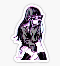 SCHOOLGIRL (Glitch) - Sad Japanese Anime Aesthetic Sticker