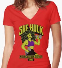 She-Hulk Athletic Club Colorful Women's Fitted V-Neck T-Shirt