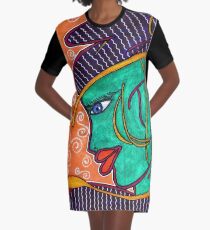 Turquoise Graphic T-Shirt Dress
