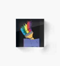 Colorful Paint Brush Acrylic Block