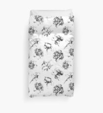 Roses Black And White Floral Pattern Duvet Cover