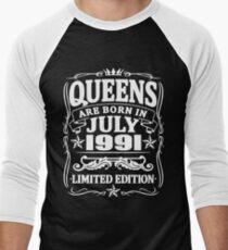 Camiseta ¾ bicolor para hombre Queens are born in july 1991