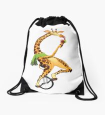 Funny giraffe Drawstring Bag