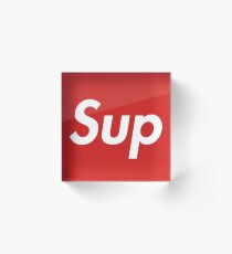 Sup red and white hype Acrylic Block