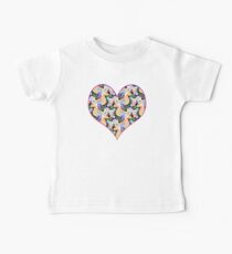 Magical Rainbow Unicorn with Spring Flower Clouds - Purple, Pink & Pastels Sparkle Pattern Illo Baby Tee
