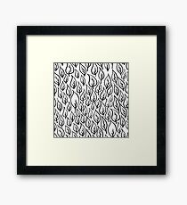 Hand drawn black leaves on white Framed Print