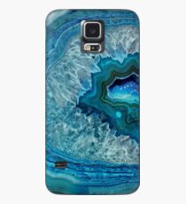 Hübsches aquamarines Aqua-Türkis-Geode-Kristall-Muster Hülle & Klebefolie für Samsung Galaxy