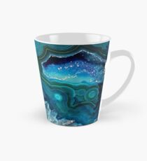 Teal Aqua Turquoise Blue Rock Agate Mineral Crystals Pattern Tall Mug