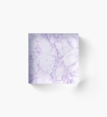 Purple violet and white marble print Acrylic Block