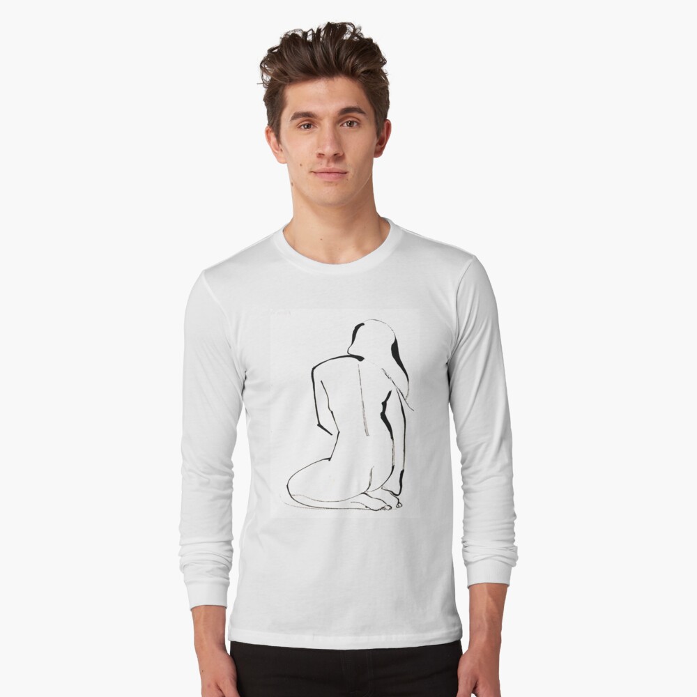 Nude Model Pose Drawing Long Sleeve T-Shirt