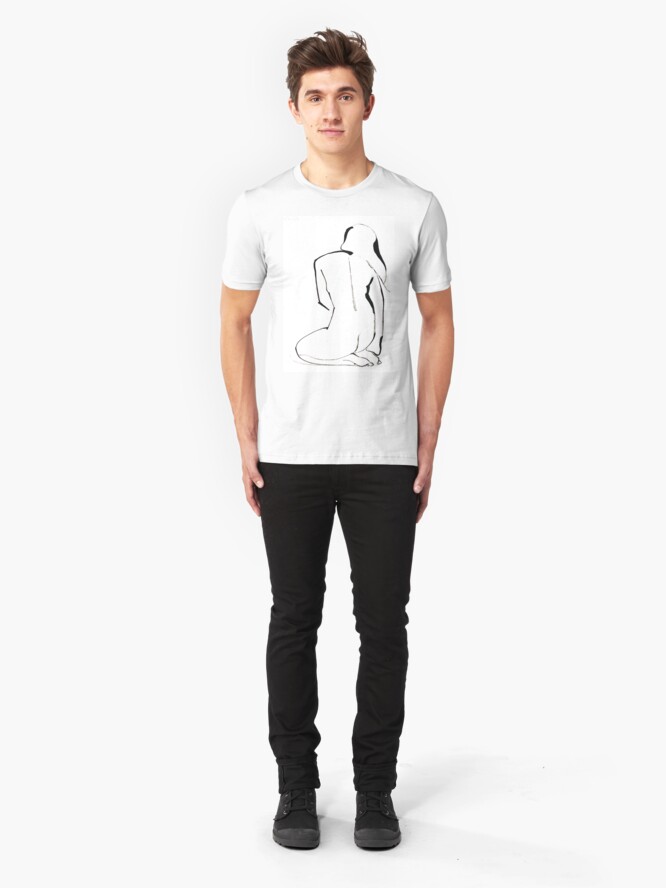 Alternate view of Nude Model Pose Drawing Slim Fit T-Shirt