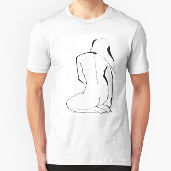 Nude Model Pose Drawing Slim Fit T-Shirt