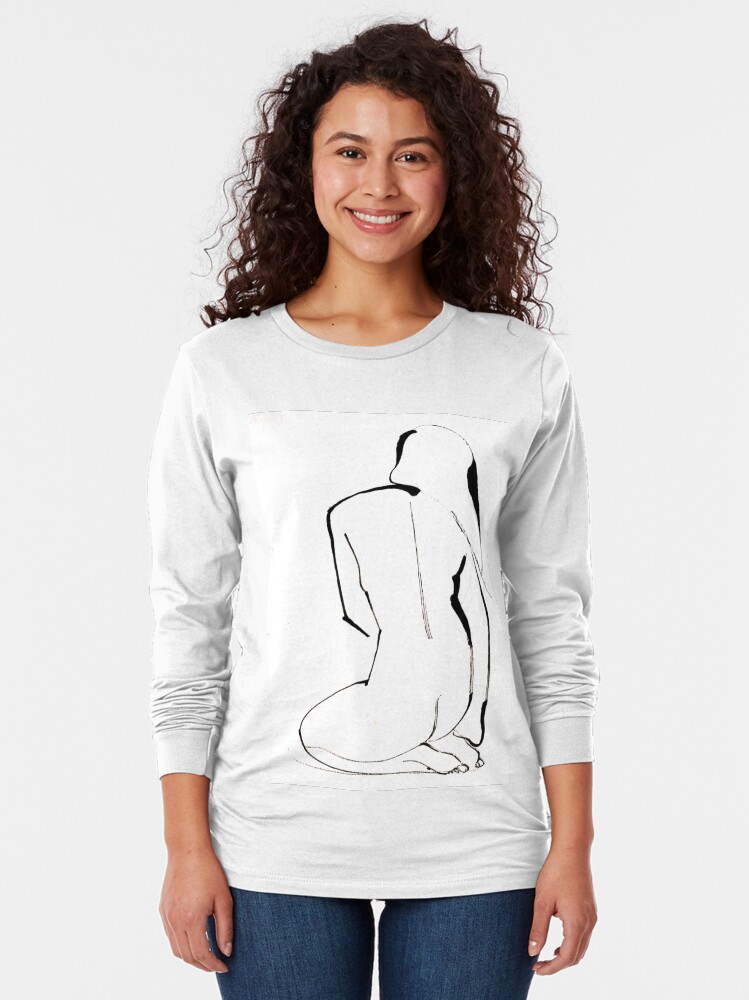 Alternate view of Nude Model Pose Drawing Long Sleeve T-Shirt