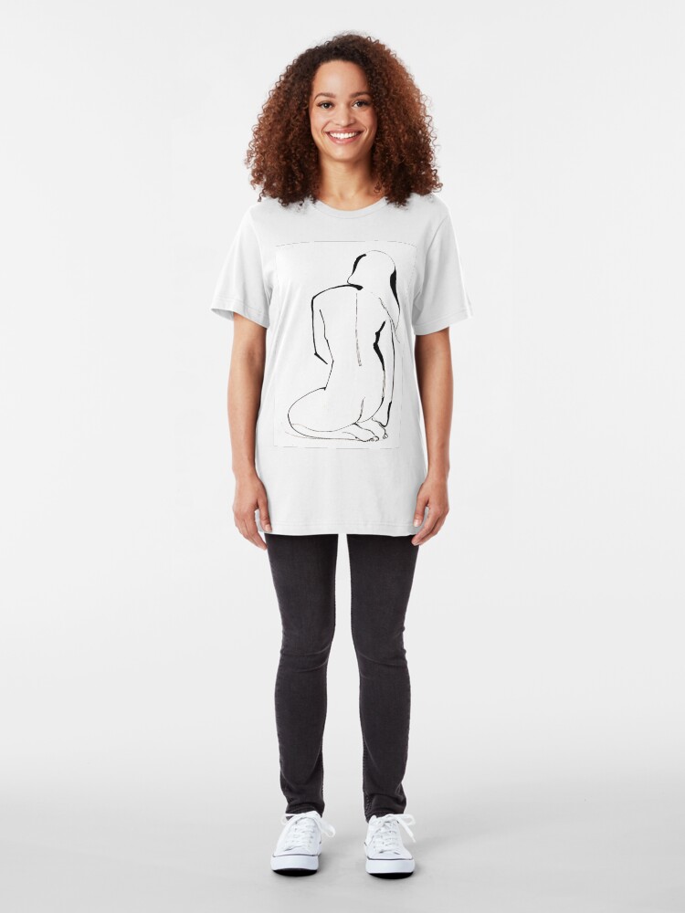 Alternate view of Nude Model Pose Drawing Slim Fit T-Shirt