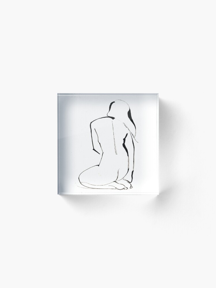 Alternate view of Nude Model Pose Drawing Acrylic Block