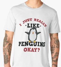 Cute I Just Really Like Penguins Quote T-Shirt for Animal Lovers Men's Premium T-Shirt