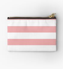 Large Blush Pink and White Cabana Tent Stripes Zipper Pouch