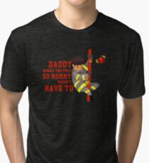 Funny Firefighting Daddy T-Shirt - Firefighter Dad Fireman Tri-blend T-Shirt