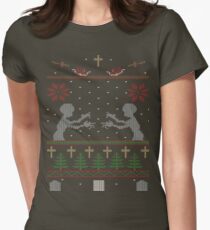 UGLY BUFFY CHRISTMAS SWEATER Women's Fitted T-Shirt