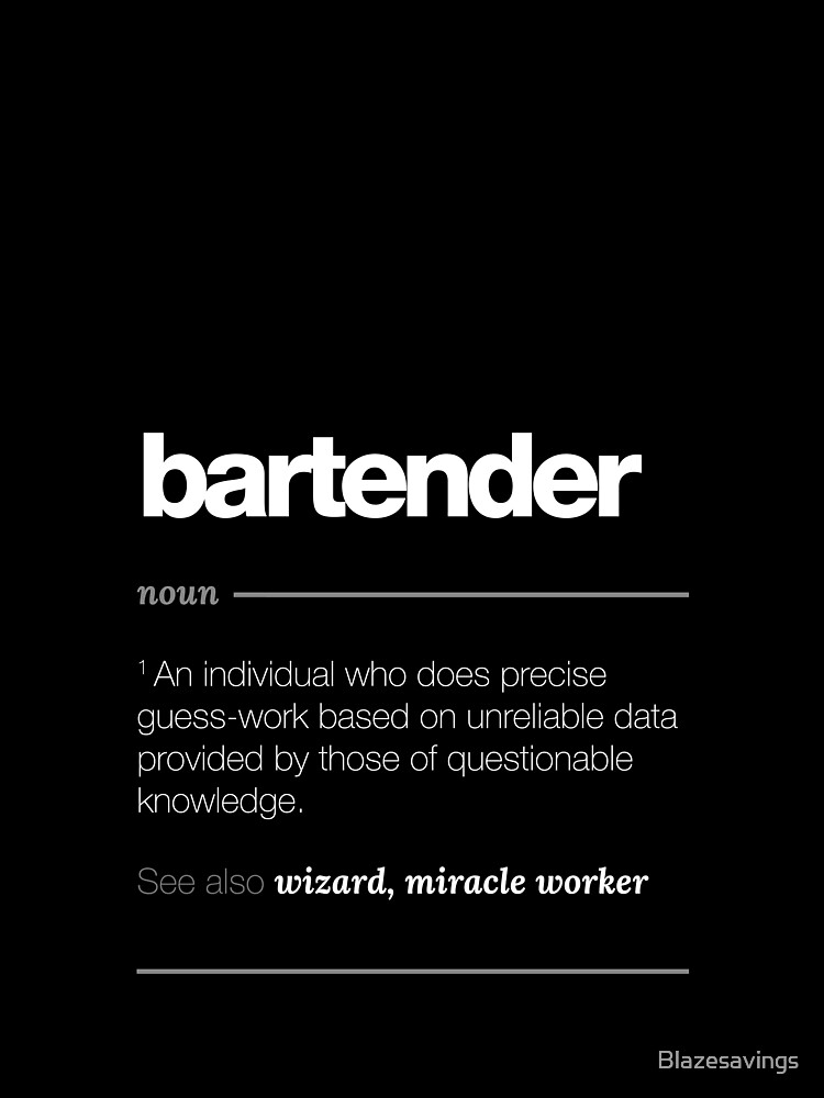 "Bartender Definition Gift - Funny Job Quote Tee" T-shirt ...